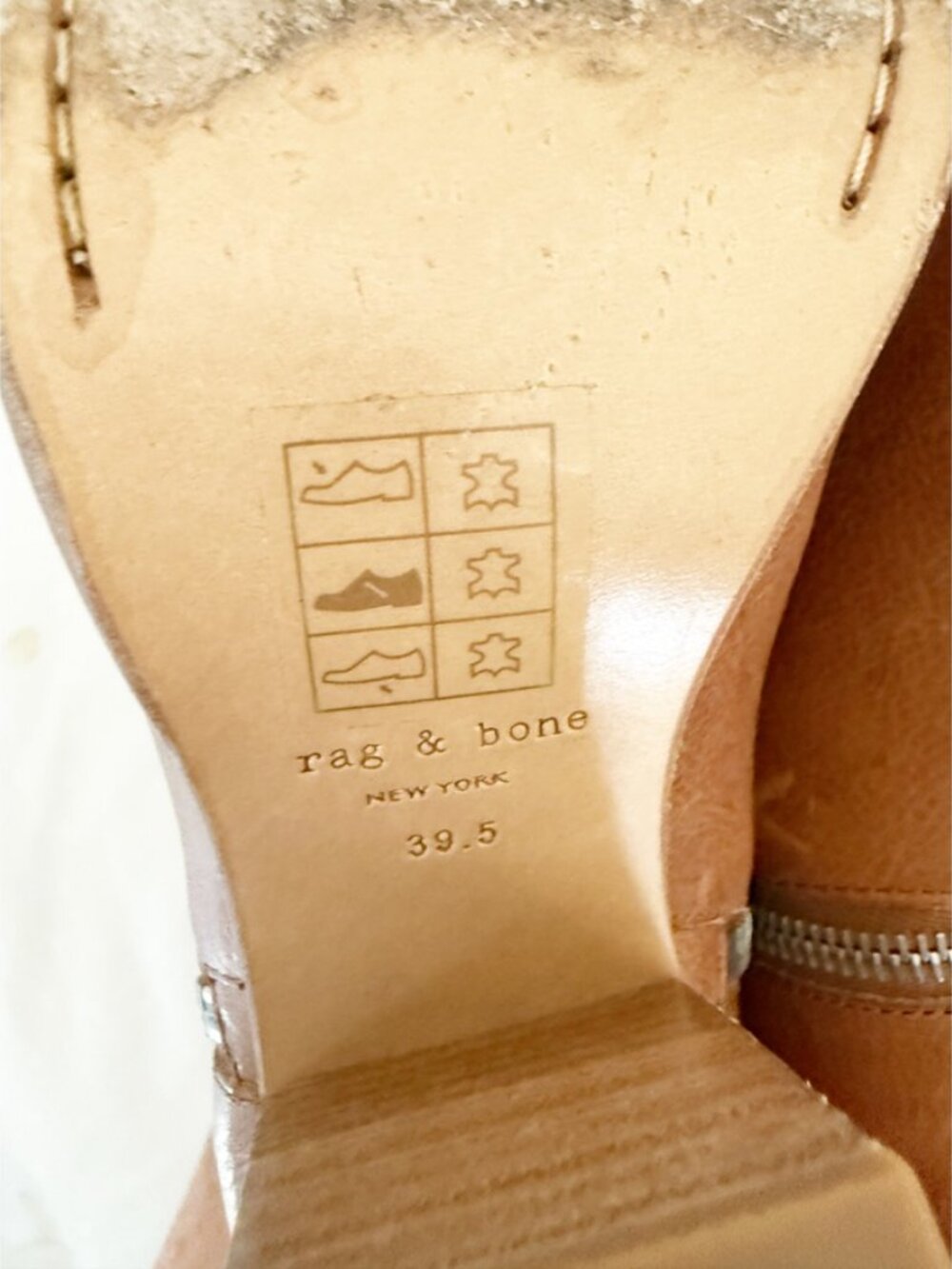 rag & bone Margot Booties Tan Zip Block Heel Ankle Boots 39.5 9.5 - Picture 10 of 12